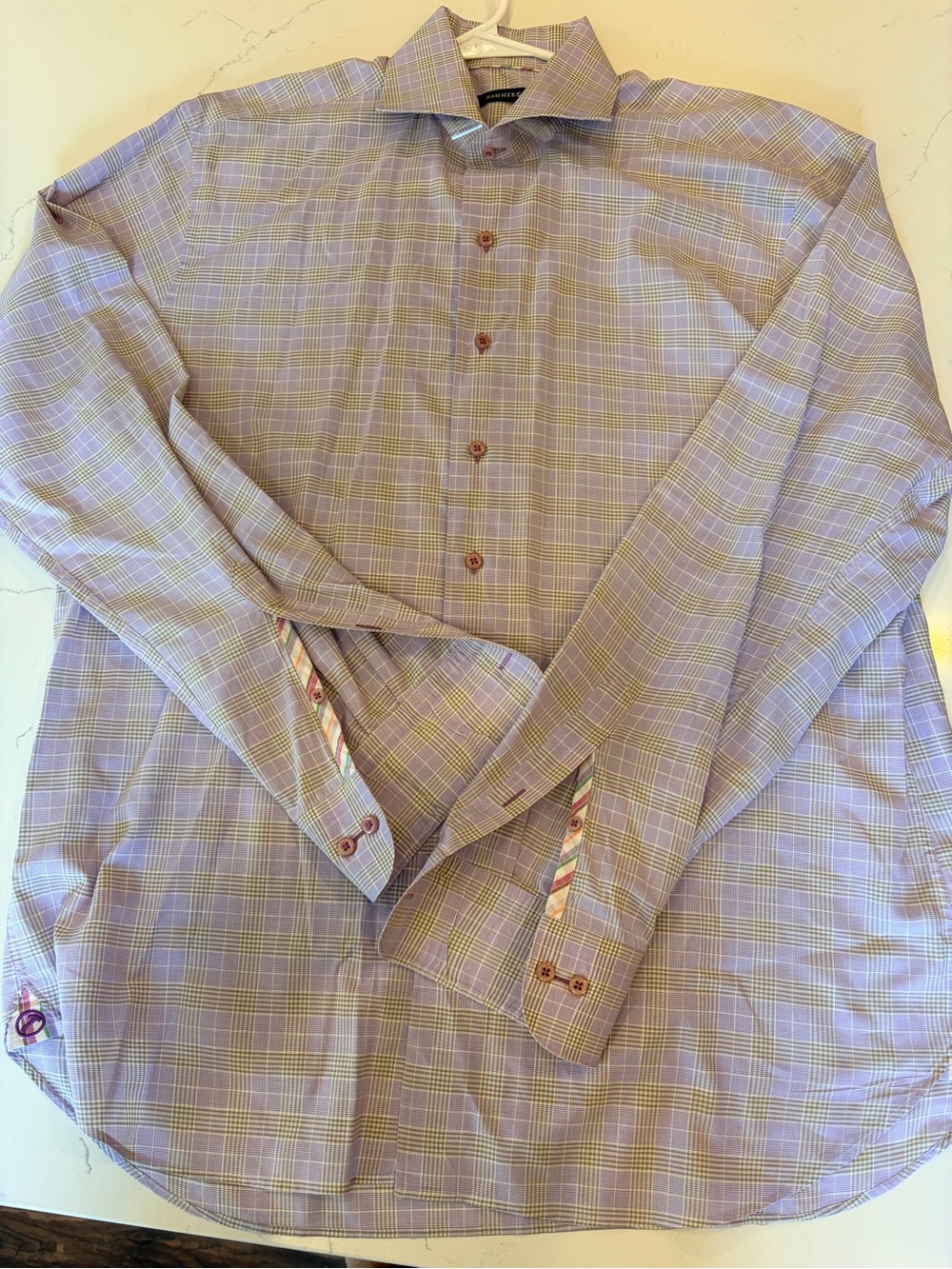 Hammer Made Men's Lavender Plaid Dress Shirt - Classic Long Sleeve